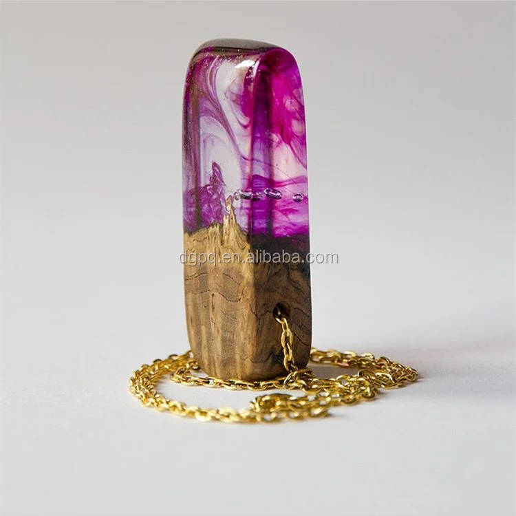 Creative lucite resin and wood jewelry pendants, wood and resin jewelry and necklace