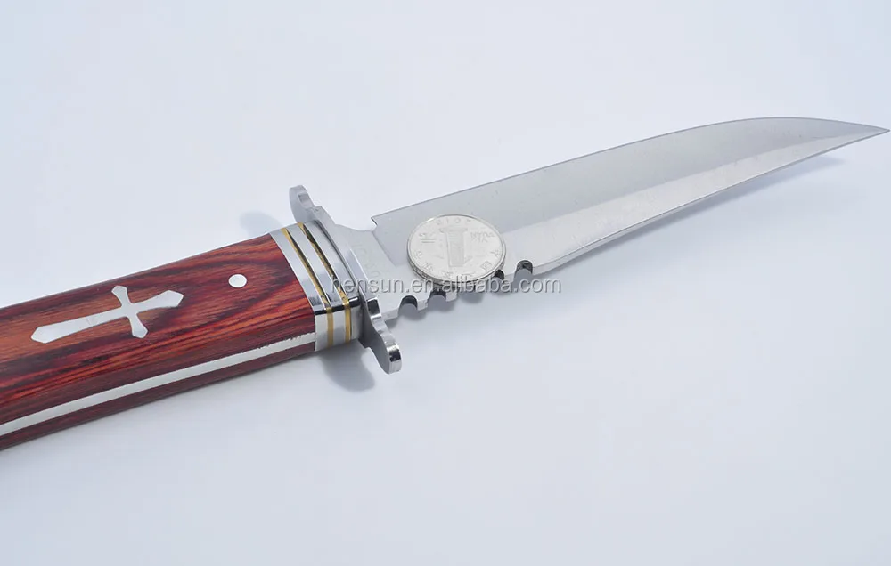 Fixed blade hunting bowie skinning Blade pakka wood knife