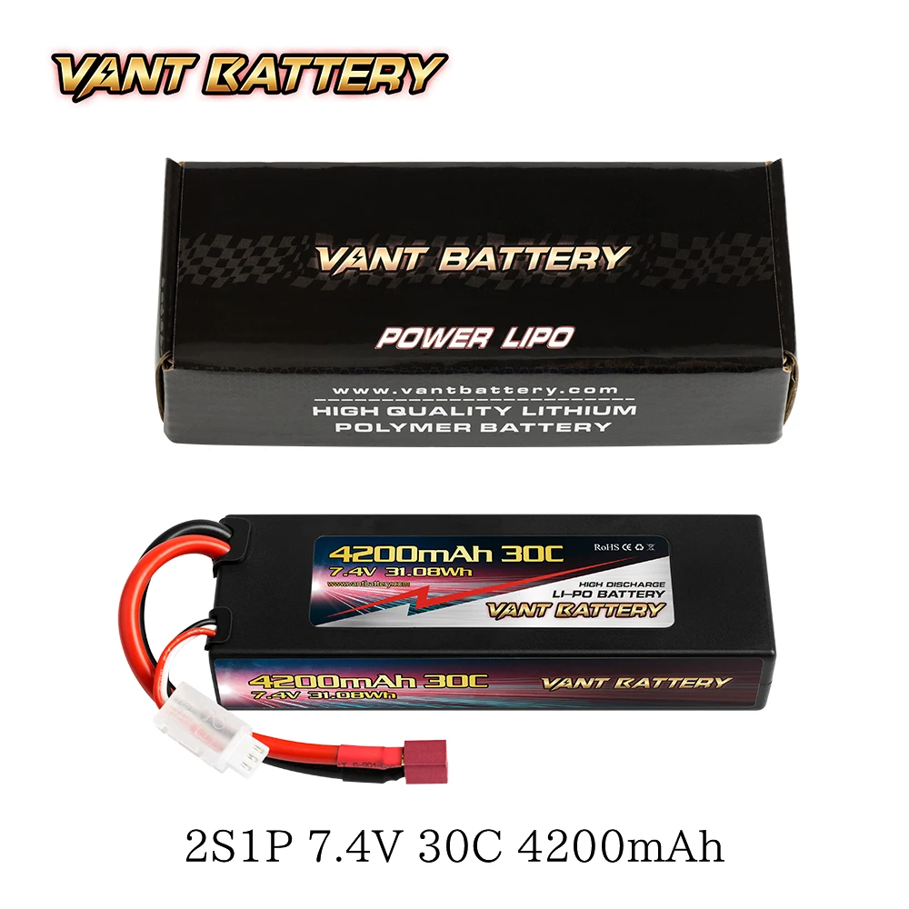 VANT BATTERY 4200mah 30c 7.4V 2S hard case lipo battery with deans plug for rc car