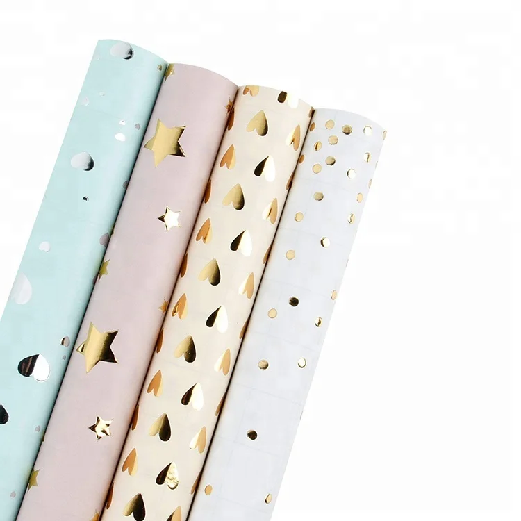 Customised Color Elegant Shiny Gold Foil Print Gift Packaging Wrapping Paper