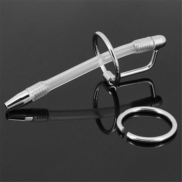 Stainless Steel Catheter Urinary Medical Cock Plastic Pipe with Penis Ring Fetish Chastity Sex Toy Adult Game