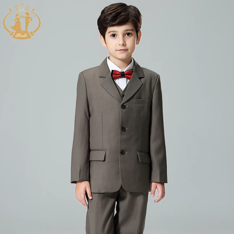 
Nimble Elegant Children Clothes Set 100% Polyester Kid Suit Costumes Brown Color Kids Boy Clothes Set 