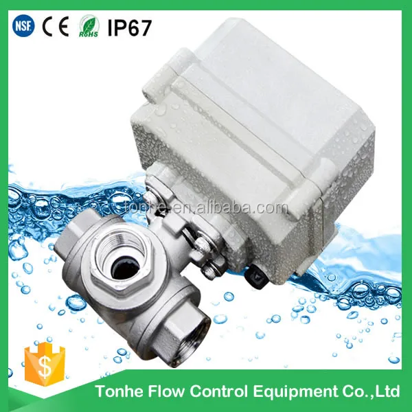 1.0MPa ball valve 1/2' 3-way BSP/NPT Stainless Steel Horizontal Brass High Quality Motorized Ball Valve
