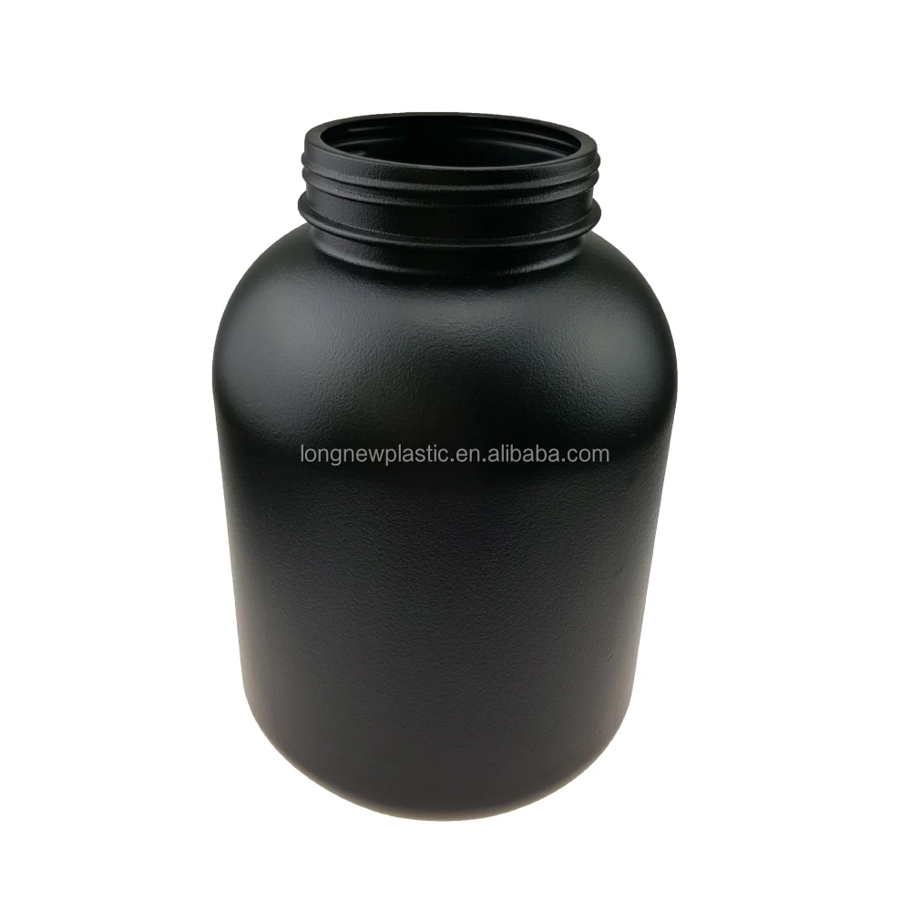Black Plastic Protein Powder Bottle with scoop