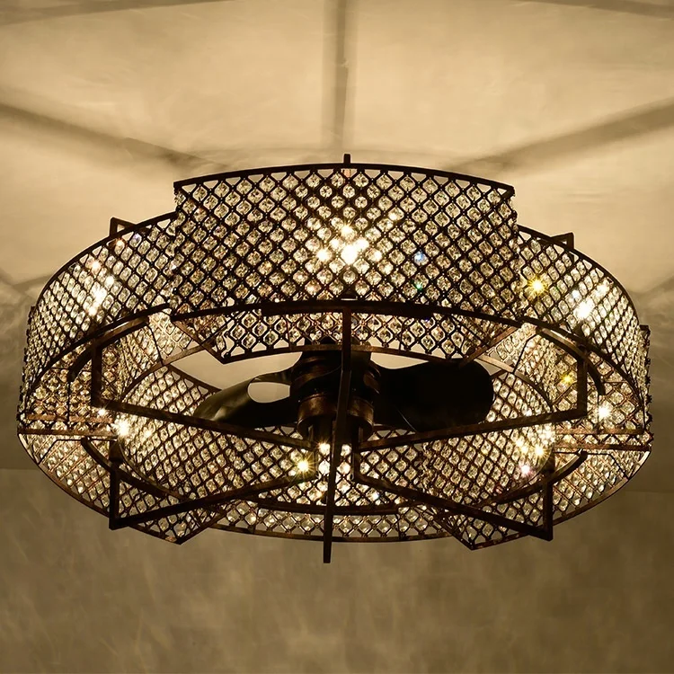 
Dc Contemporary crystal Ceiling Fan luxury Ceiling Fan Led Light Wholesale Ceiling Fans With Lamp 