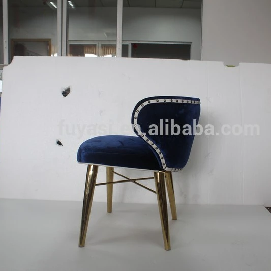 plating gold color stainless steel legs velvet upholstery dinning chair