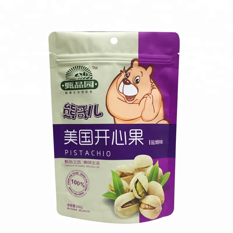 Good Barrier Resealable Stand Up Food Plastic Cashew/Almond/Pistachio/Macadamia/Pine Nuts Packaging Doypack Zipper Bag with Hole