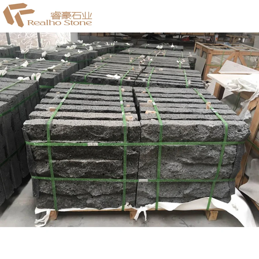 Раздельный и водоструйный Черный Базальтовый Камень для облицовки стен