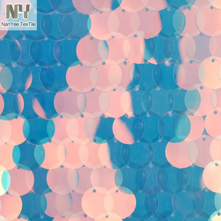 Nanyee Textile High Density Big Dot Blue Pink Iridescent Sequin For Costume