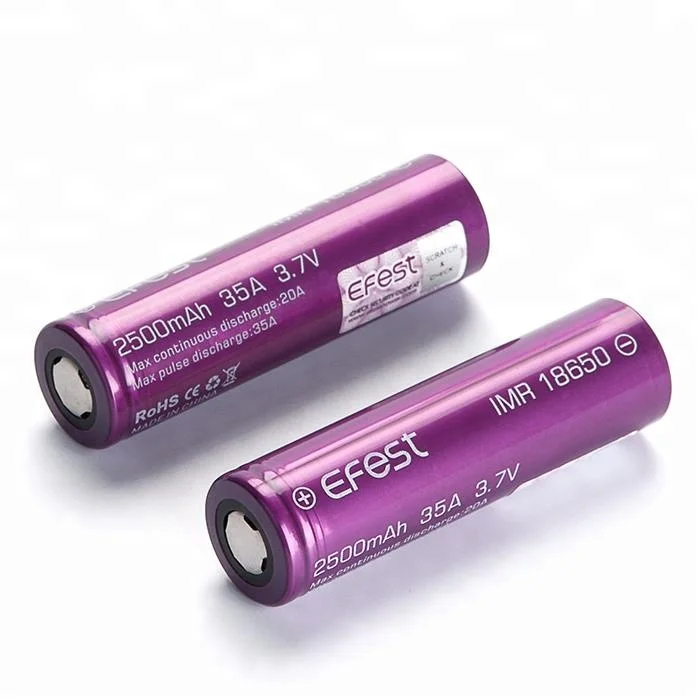 
Best 35A Vape 18650 Battery Efest 18650 2500Mah 35A 3.7V Rechargeable Purple 