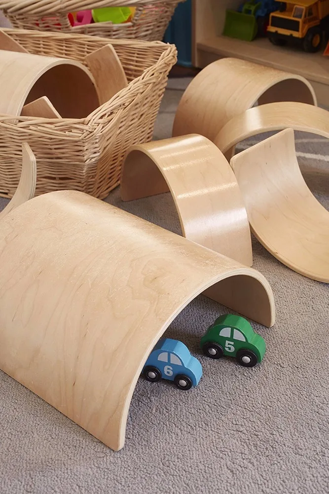 Early learning center rainbow shape block wooden arches kids educational toy for kids