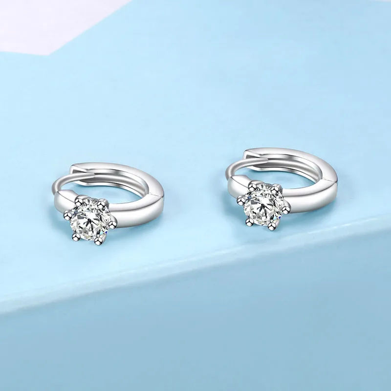 Fashion Jewelry 925 Sterling Silver Huggie Earrings Cubic Zirconia Elegant Small Hoop Earring for Women Girls Unique Gift