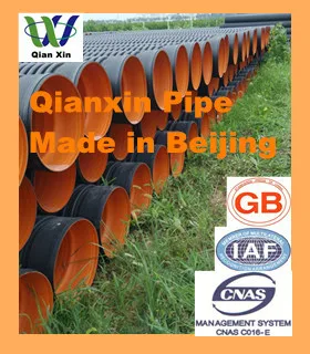 Black/orange hdpe double wall corrugated drainage pipe