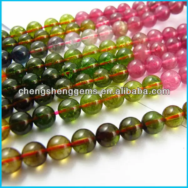 6mm natural Brazil round smooth multi-color tourmaline beads for fine jewelry
