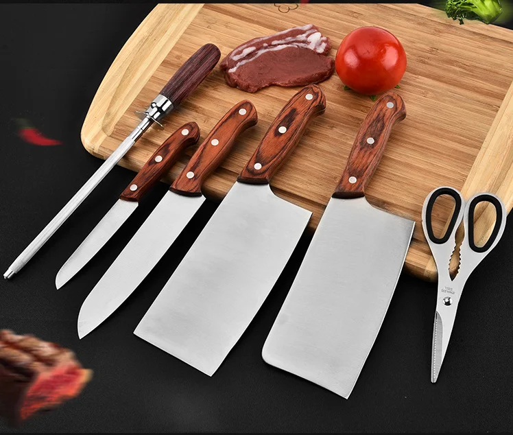 Best Quality Kitchen Gift 7PCS Tool Knife Set With Acrylic Knife Holder Stainless Steel Kitchen Knives Set