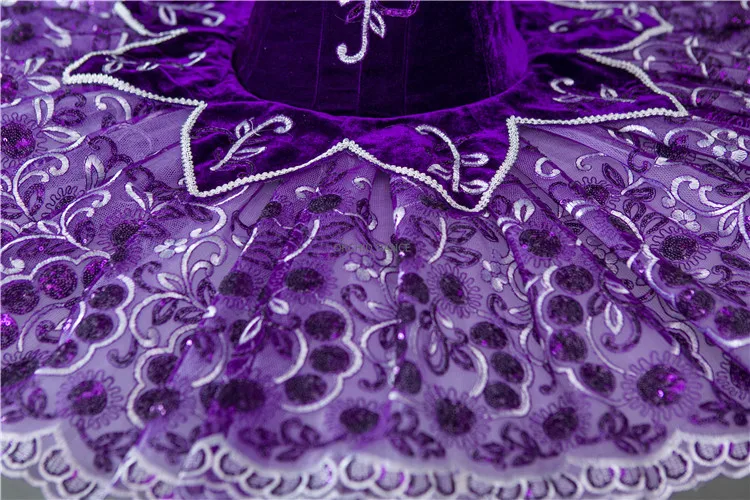 Customized Kids Girls Velvet Performance Wear Dance Costumes Purple Ballet Tutu