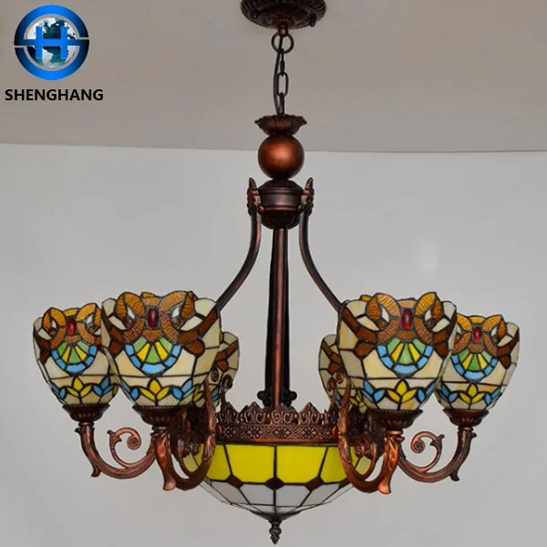 2020 new design Chandelier lights cheap price tiffany style glass hanging lamp vintage grapes pattern flower pattern lamp