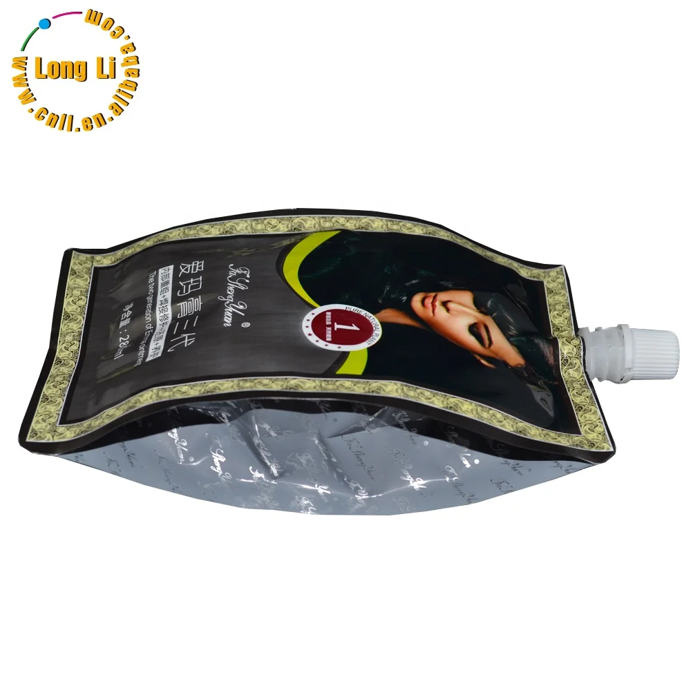 Customized 280ml Hair Dye Gel Reusable Spout Aluminum Mylar Bags for packing Hand Soap /Shower Gel/Shampoo/Toil Washing Powder