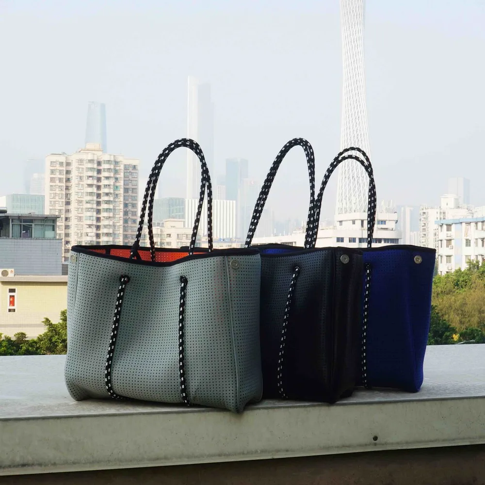 Neoprene Tote Purse Top Quality Hot Selling Neoprene Perforated Beach Bag Ladies Large Travel Tote Bag