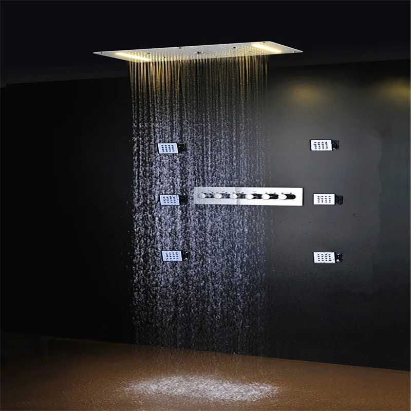 Bathroom Multi-Function Big Rain Shower Faucets head Set Cold and Hot Diverter Mixer Valve With Massage Body Jets