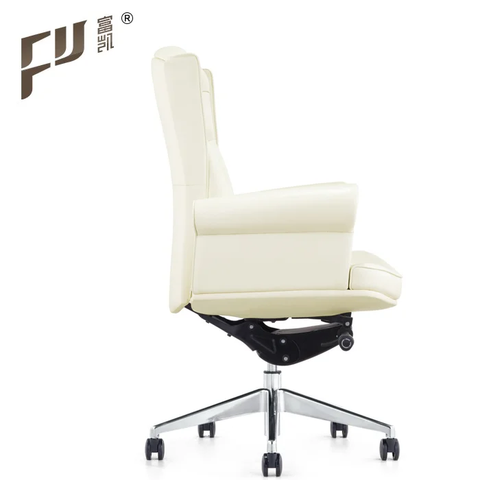 Office Furniture Revolving Boss Chair With White Leather