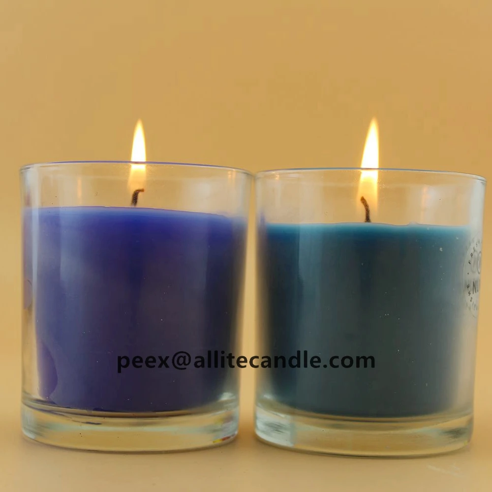 online wholesale scented candles blue white glass candle jar with beeswax AG3222