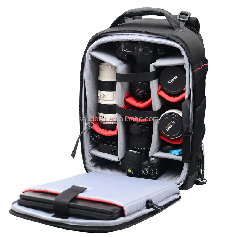 Soudelor new design fashion best trolley camera bag backpack with wheels for travel