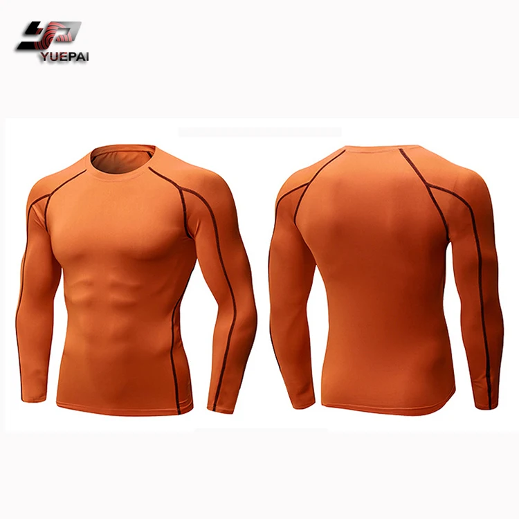 Custom print full long sleeve blank mma rash guard compression shirts men