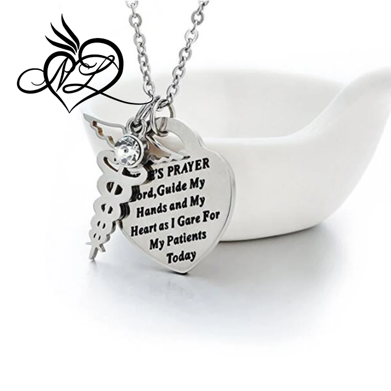 Angel Caduceus Nursing Pendant Necklace by Another Kiss Fashion Jewelry Gift for Women