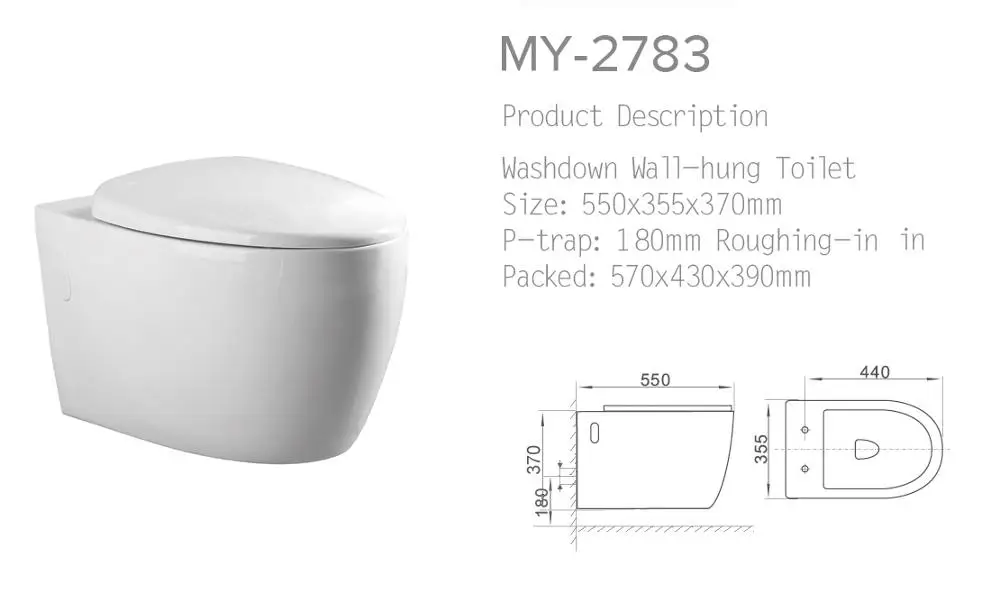 European Design Ceramic Washdown Round Shape Wholesale Bathroom Wall Hung Toilet