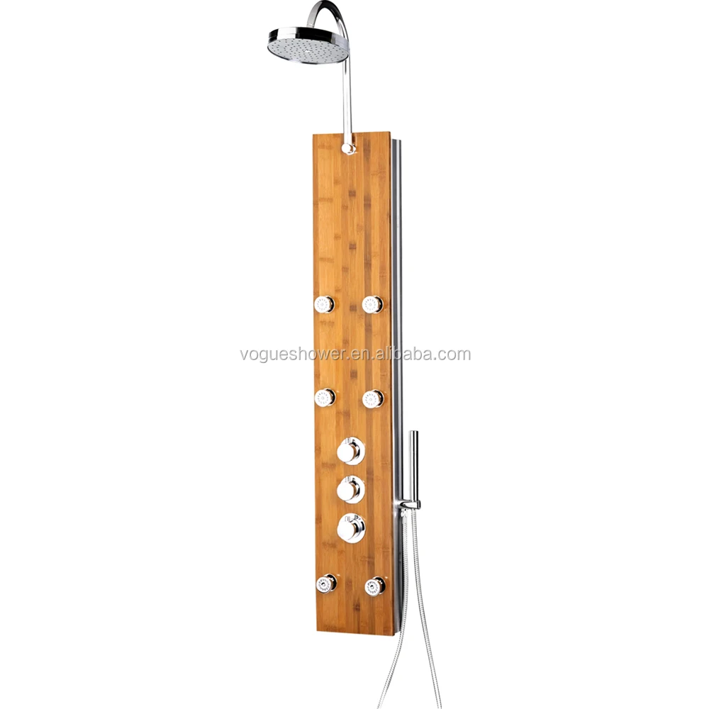Vaguel China Supplier Hot Selling Wholesale Wall Bamboo Shower Panel With Pump And Heater