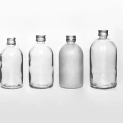 Stock 250ml/500ml  Round Bubble Tea/Milk Tea/ Kombucha Beverage Glass Bottle With Cap