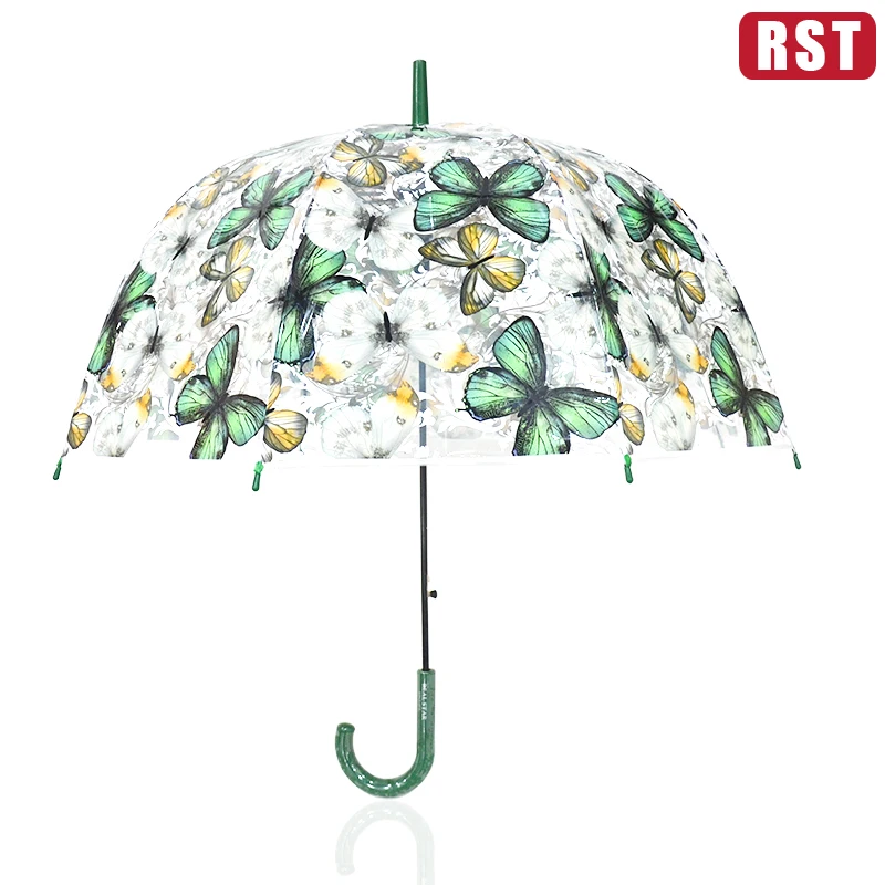 RST Amazon бестселлеры 23 inch 8ribs ПВХ прозрачный зонт авто открыть зонтик Бабочка прозрачный