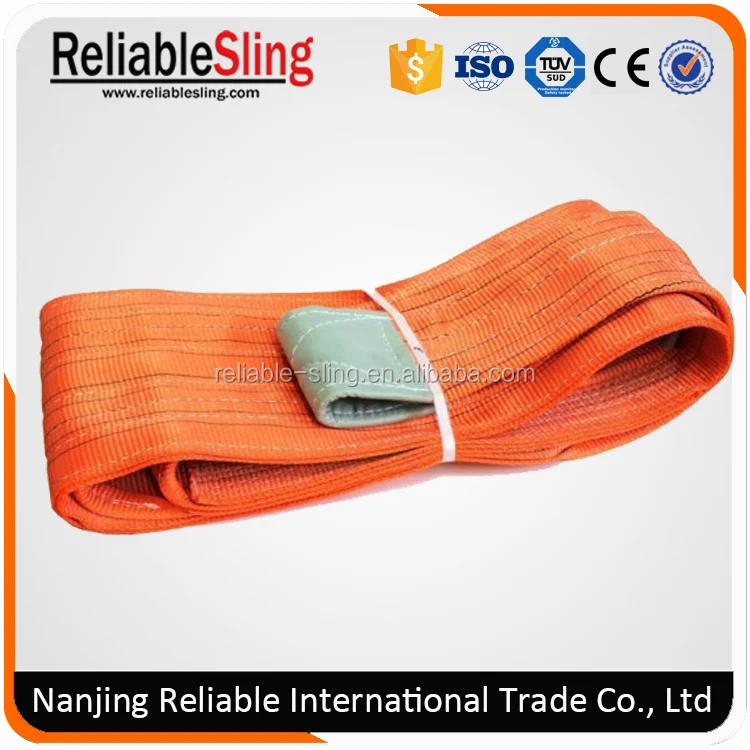 High Flexible Heavy Duty Pipe Soft Lifting Sling 10t Orange Color flat eye webbing