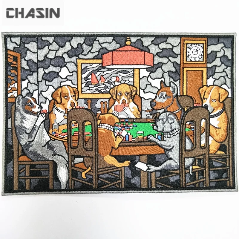 Cheap custom your own big embroidery vest back patch with iron on backing