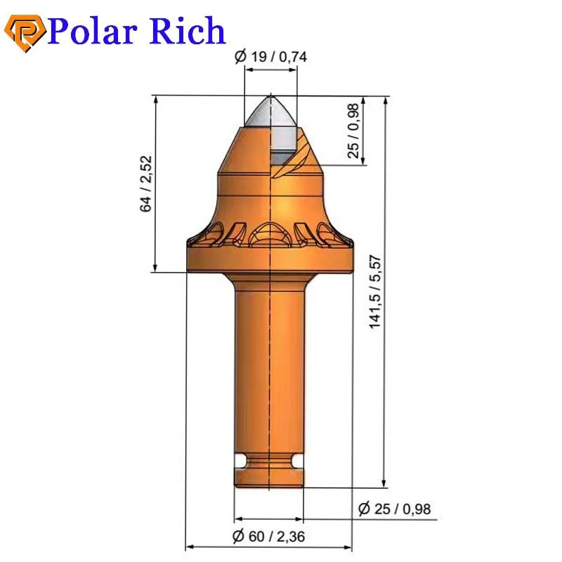 Trenching parts construction machinery parts bullet forging China hard drill bit auger bit