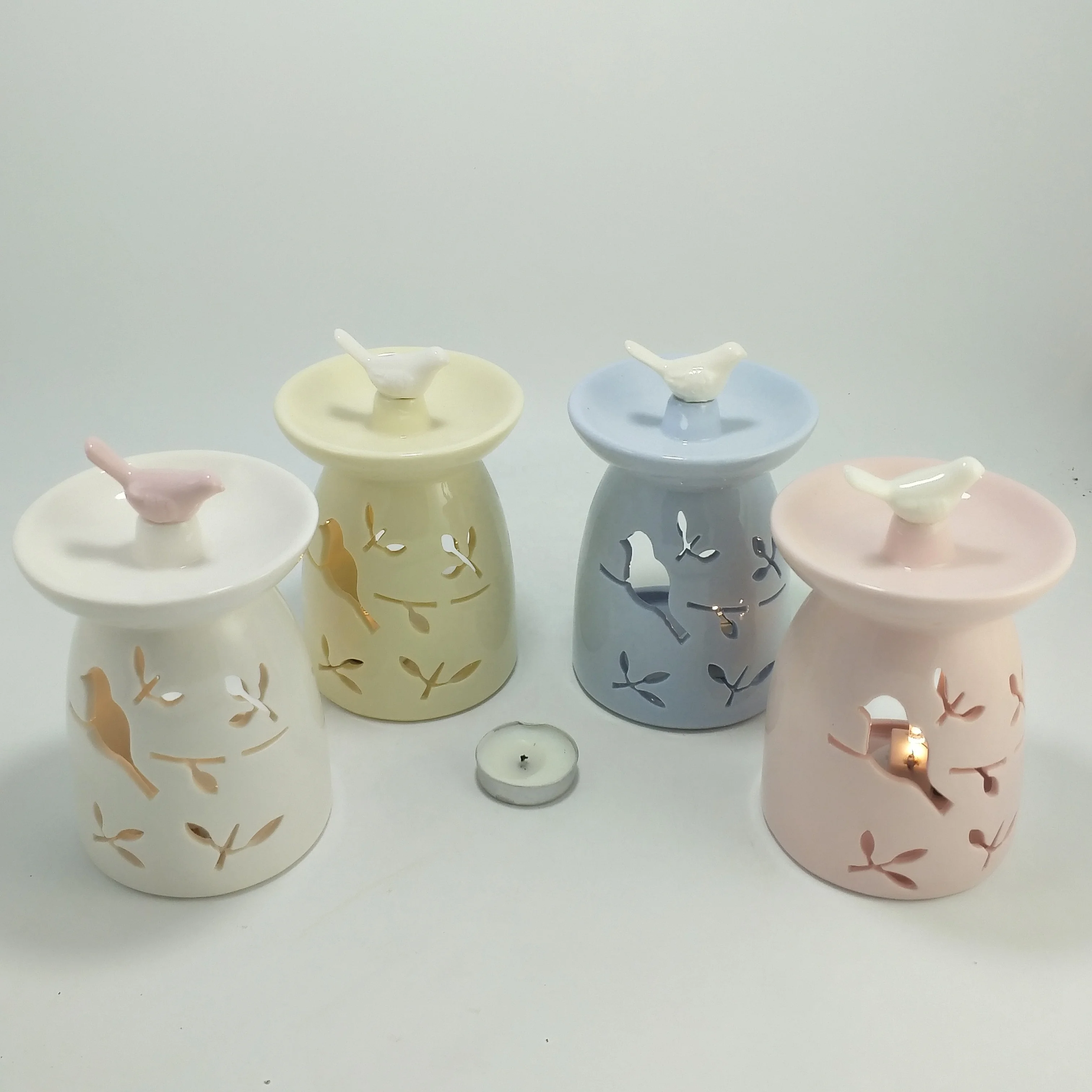 Bird Shape Hollow Candle Incense Burner Ceramic Aroma Fragrance Lamp