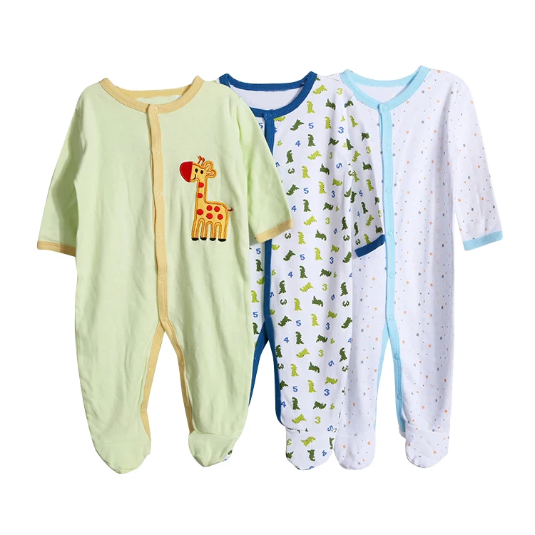 
Wholesale Cheap 3 Pack Cotton Baby Overalls Pyjamas Infant Footed Pajama Clothing Baby Romper Sleepsuits 