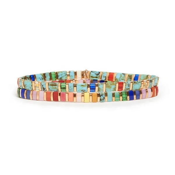
Hot Seller Innovative Rainbow Miyuki Two Hole Tila Beads Bracelet Tilu Beaded Bracelet For Beach Party 