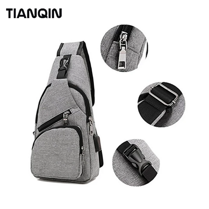 New Design Fashion Trend Travel Backpack Daypack Sling Bag with USB Charging for Men Women