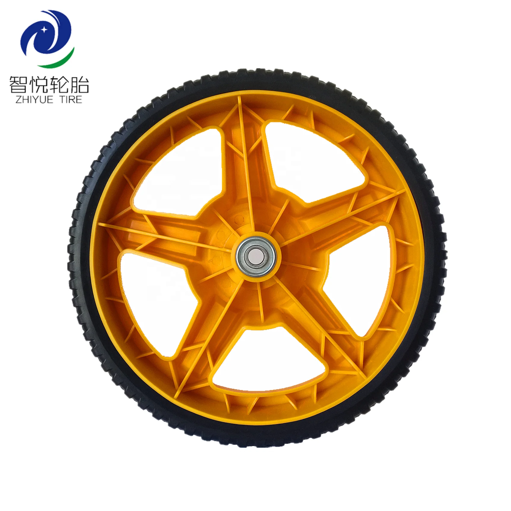 Plastic wheel 12 inch pvc wheel for lawn mower, lawn spreader, trolley cart