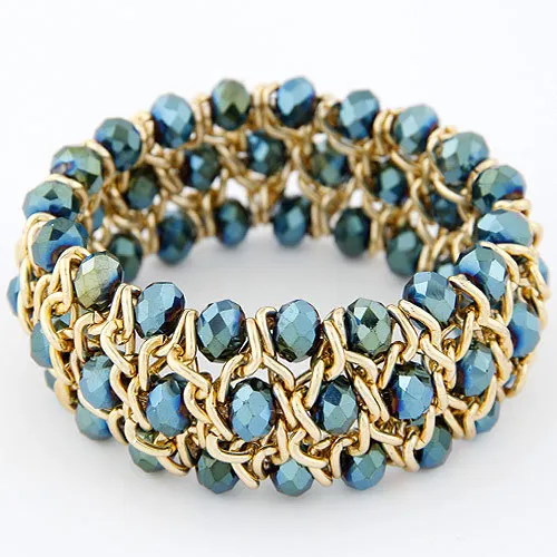 2018 Fashion Jewellery Boho Design Bracelet Vintage Gold Chain Twine Glass beads Bangle For Women