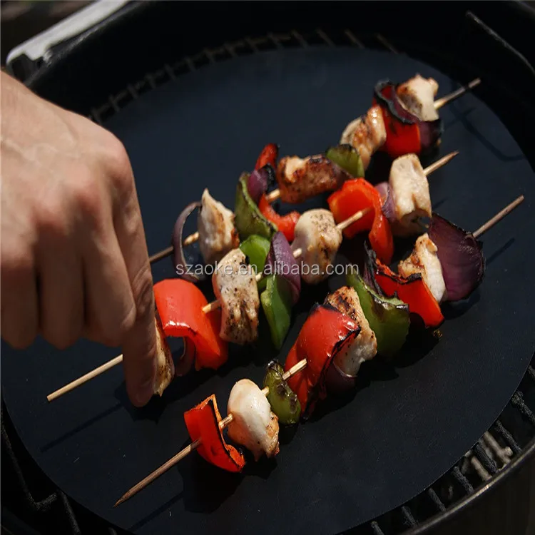 simake Round BBQ Grill Mat Non-stick Reusable Easy-clean PTFE mat 15.8x15.8inch