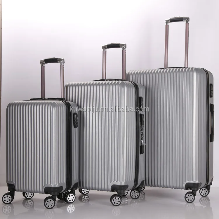 Swiss Case 4 Wheel Spinner 3 Piece ABS Luggage Set SILVER Hardside Suitcase