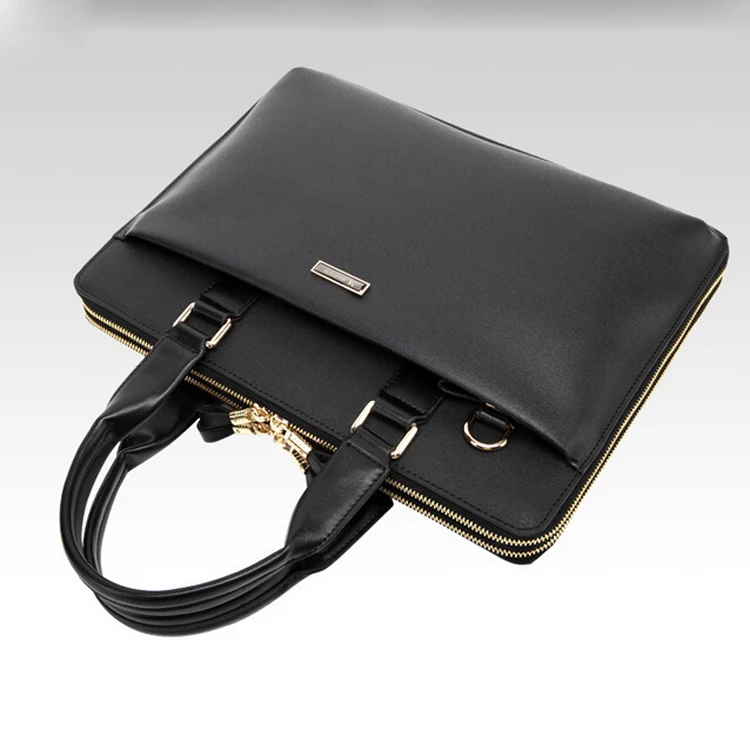 
High end custom 15 inch European luxurious brown grey men cowhide genuine leather laptop briefcase bags 