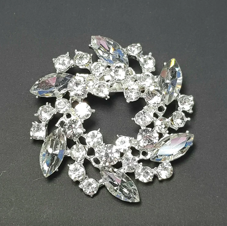 popular jewelry antique crystal round flower lapel brooch