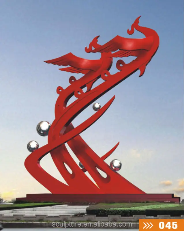 Современные уличные восточные статуи из нержавеющей стали Название Феникс