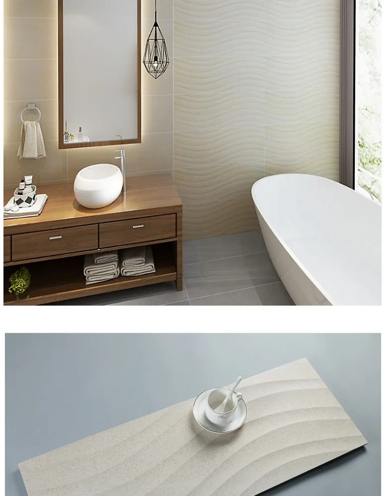 300x800 grey color wave design bathroom 3d glazed ceramic wall tile