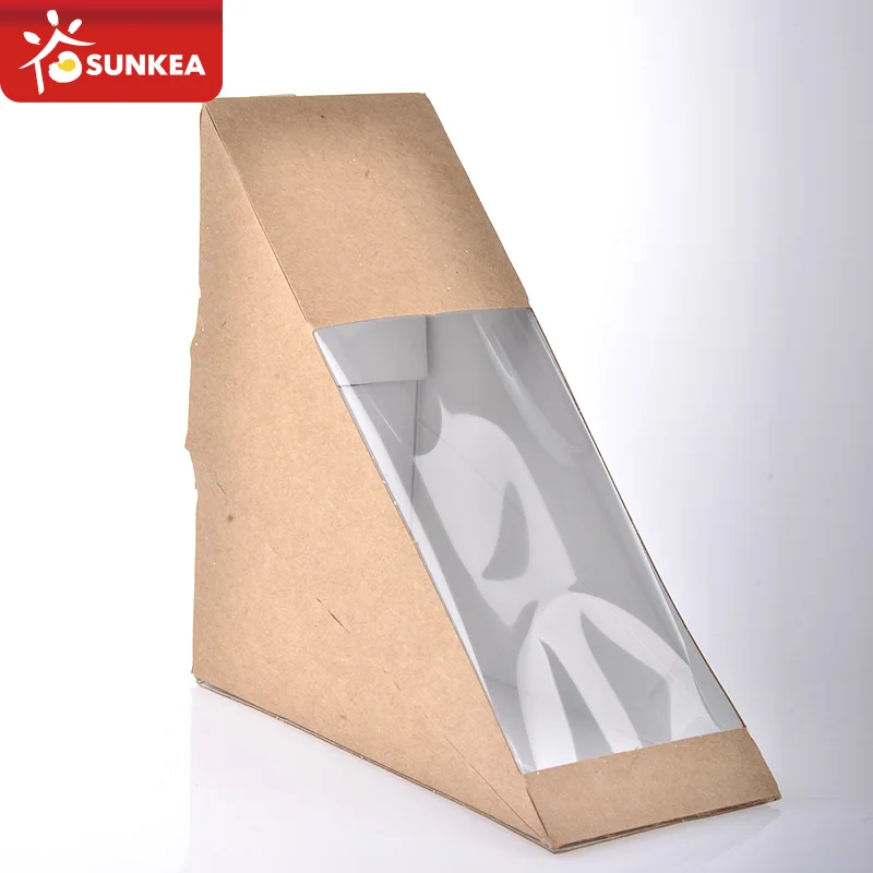Wholesale Sandwich Packing Kraft White Paper Lunch Box Custom Food Disposable Breakfast Bread Dessert Packaging Sandwich Box