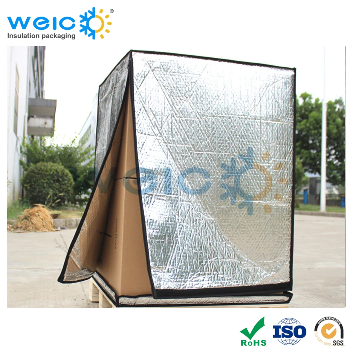 Aluminium insulation foil cover bag for pallet, thermal insulated pallet cover
